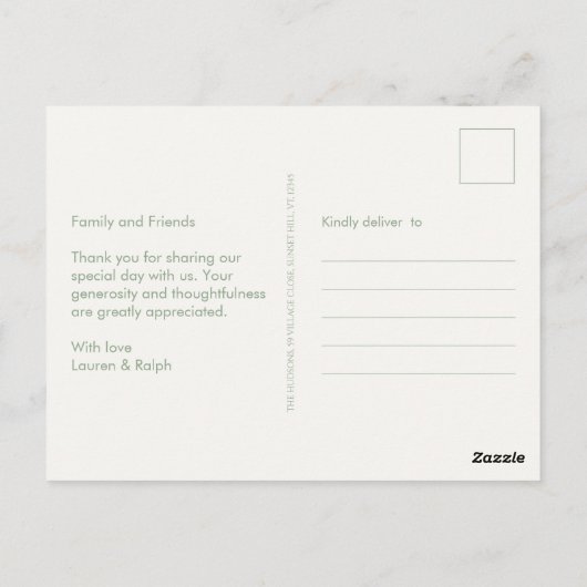 Sage Green en Ivory Non-Photo Dank u Briefkaart (Achterkant)