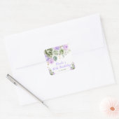Sage Green en Paarse Bloemen Verjaardagsfeest Vierkante Sticker (Envelop)