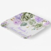 Sage Green en Paarse Bloemrijke Sweet Sixteen Papieren Bordje (Gebogen)