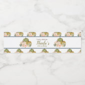 Sage Green en Peach Bloemenpompoenen Verjaardag Waterfles Etiket (Enkel label)