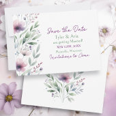 Sage Green en Plum Paarse botanische bruiloft Save The Date