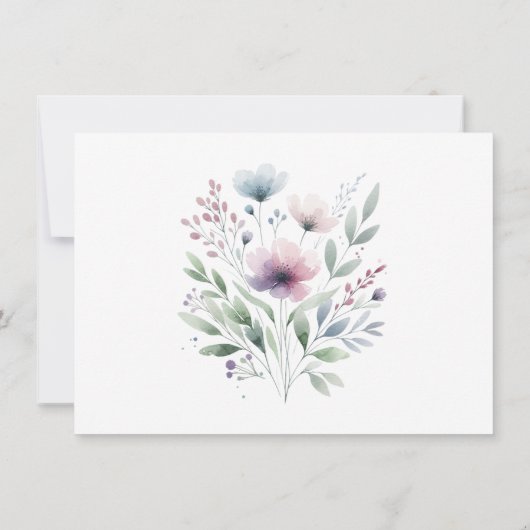 Sage Green en Plum Paarse botanische bruiloft Save The Date (Achterkant)