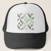 Sage Green en Silver Geometric Deco Cube Pattern Trucker Pet (Voorkant)