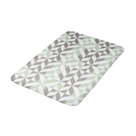 Sage Green en Silver Geometric ZigZag Badmat (Gekanteld)