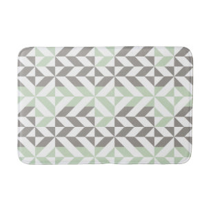 Sage Green en Silver Geometric ZigZag Badmat