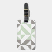 Sage Green en Silver Geometric ZigZag Bagagelabel (Voorkant verticaal)