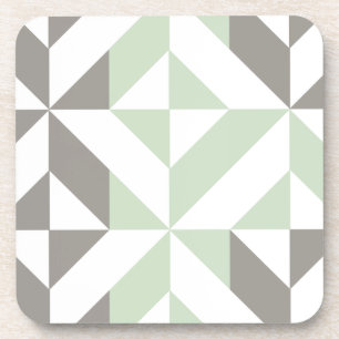 Sage Green en Silver Geometric ZigZag Bier Onderzetter