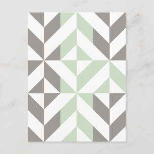 Sage Green en Silver Geometric ZigZag Briefkaart