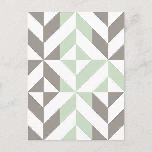 Sage Green en Silver Geometric ZigZag Briefkaart (Voorkant)