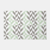 Sage Green en Silver Geometric ZigZag Deurmat (Voorkant)