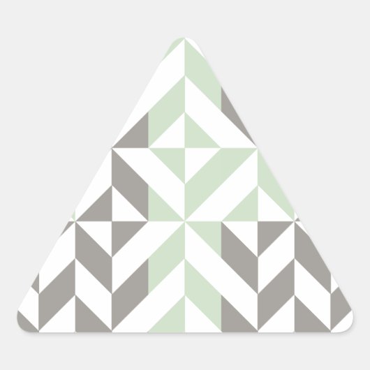 Sage Green en Silver Geometric ZigZag Driehoek Sticker (Voorkant)