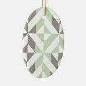 Sage Green en Silver Geometric ZigZag Keramisch Ornament (Rechts)