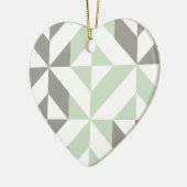 Sage Green en Silver Geometric ZigZag Keramisch Ornament (Links)