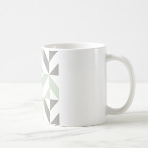 Sage Green en Silver Geometric ZigZag Koffiemok