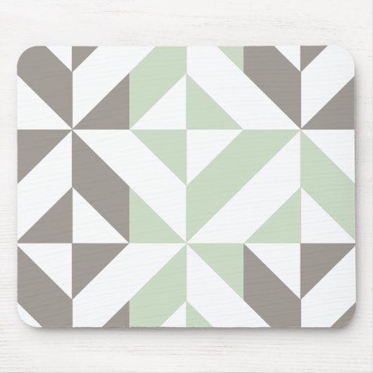 Sage Green en Silver Geometric ZigZag Muismat (Voorkant)