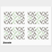 Sage Green en Silver Geometric ZigZag Rechthoekige Sticker (Vel)