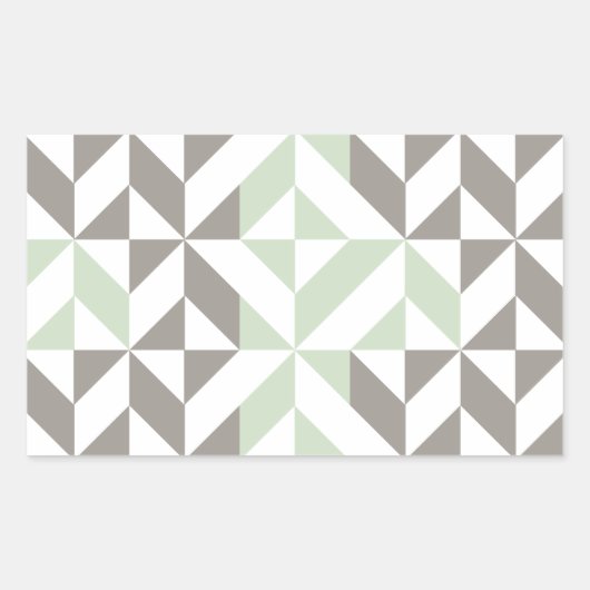 Sage Green en Silver Geometric ZigZag Rechthoekige Sticker (Voorkant)