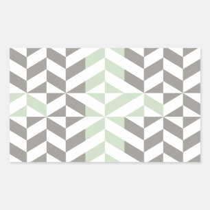 Sage Green en Silver Geometric ZigZag Rechthoekige Sticker