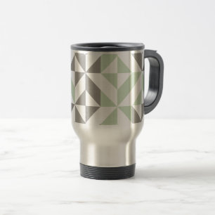 Sage Green en Silver Geometric ZigZag Reisbeker