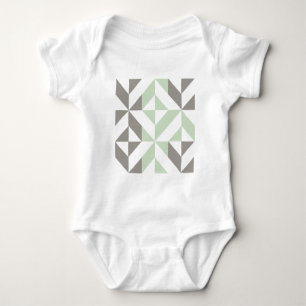 Sage Green en Silver Geometric ZigZag Romper