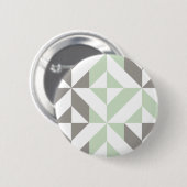 Sage Green en Silver Geometric ZigZag Ronde Button 5,7 Cm (Voorkant /achterkant)