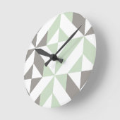 Sage Green en Silver Geometric ZigZag Ronde Klok (Hoek)