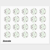Sage Green en Silver Geometric ZigZag Ronde Sticker (Vel)