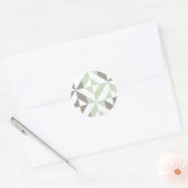 Sage Green en Silver Geometric ZigZag Ronde Sticker (Envelop)
