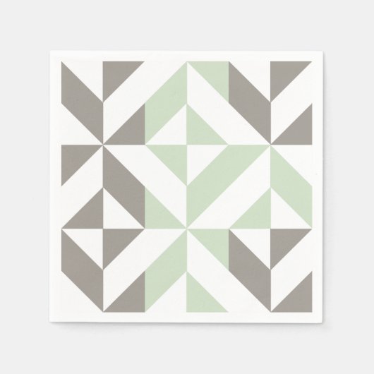 Sage Green en Silver Geometric ZigZag Servet (Voorkant)