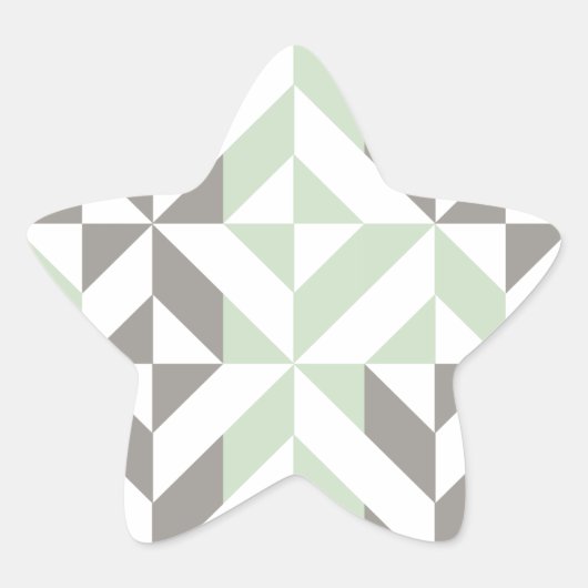 Sage Green en Silver Geometric ZigZag Ster Sticker (Voorkant)