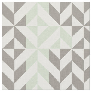 Sage Green en Silver Geometric ZigZag Stof