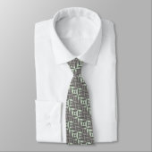 Sage Green en Silver Geometric ZigZag Stropdas (Gebonden)