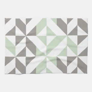 Sage Green en Silver Geometric ZigZag Theedoek
