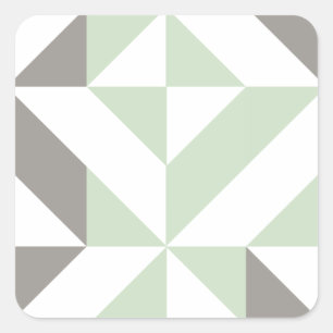 Sage Green en Silver Geometric ZigZag Vierkante Sticker