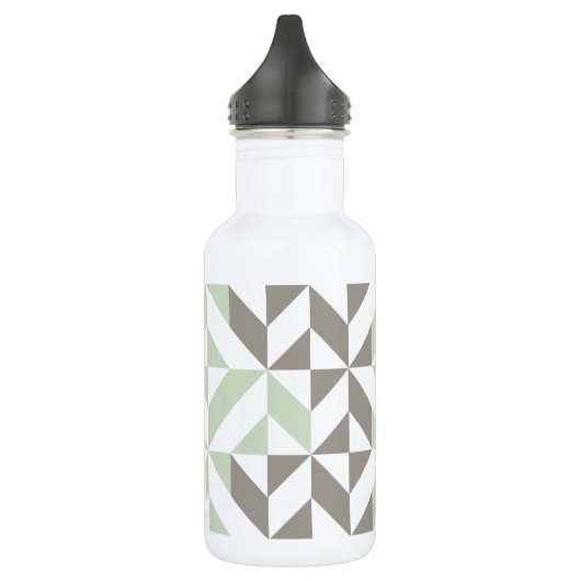 Sage Green en Silver Geometric ZigZag Waterfles (Links)