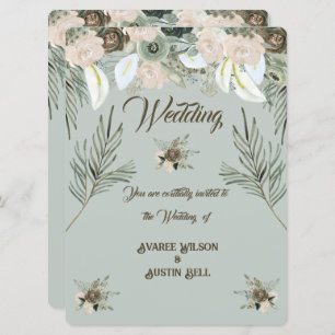 Sage Green en Vanilla Cream Wedding Kaart