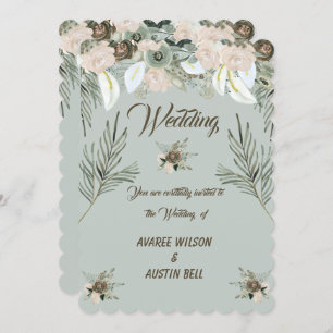 Sage Green en Vanilla Cream Wedding Kaart