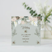 Sage Green en Vanilla Cream Wedding Kaart (Staand voorkant)