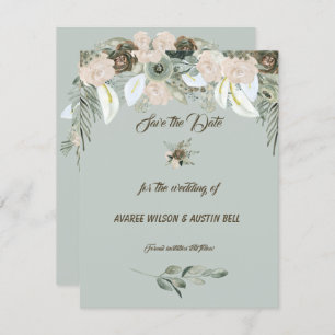 Sage Green en Vanilla Cream Wedding Kaart