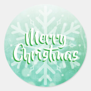 Sage Green en White Kerstmis Snowflake Ronde Sticker