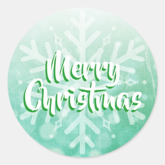 Sage Green en White Kerstmis Snowflake Ronde Sticker (Voorkant)