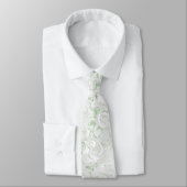 Sage Green en White Marked Abstract Stropdas (Gebonden)