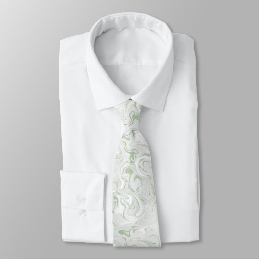 Sage Green en White Marked Abstract Stropdas (Gebonden)
