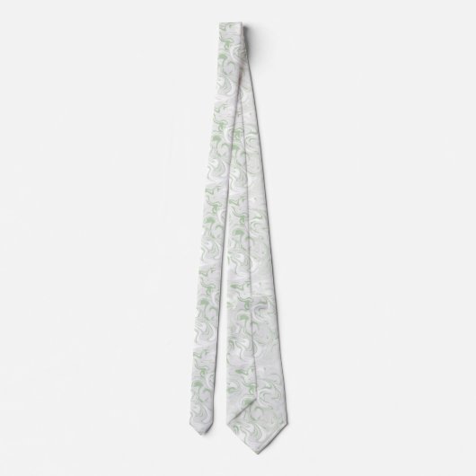Sage Green en White Marked Abstract Stropdas (Achterkant)