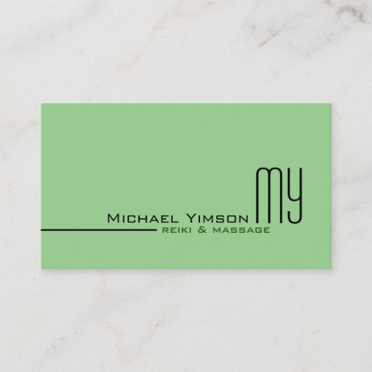 Sage Green en White met Initialen Professional Visitekaartje (Voorkant)