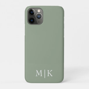 Sage Green en White Modern monogram iPhone 11 Pro Hoesje