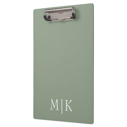 Sage Green en White | Modern monogram Klembord (Links)