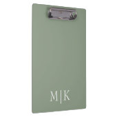 Sage Green en White | Modern monogram Klembord (Rechts)