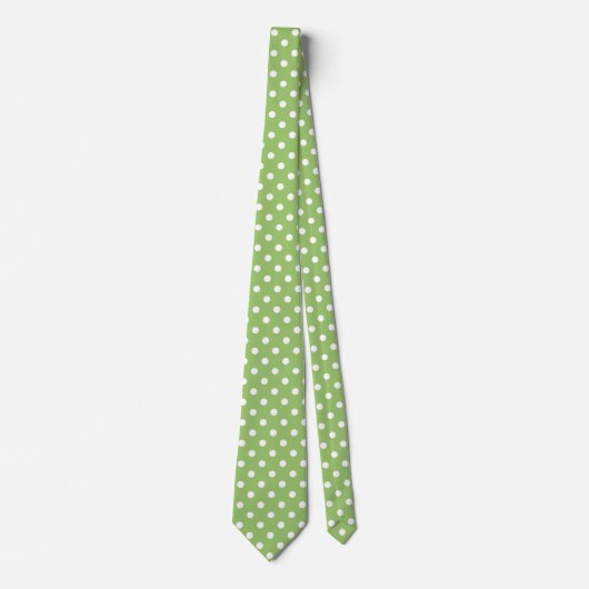 Sage Green en white polka stipt stropdas (Voorkant)