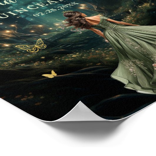 Sage Green Enchanted Forest Quinceañera Welkom Poster (Hoek)